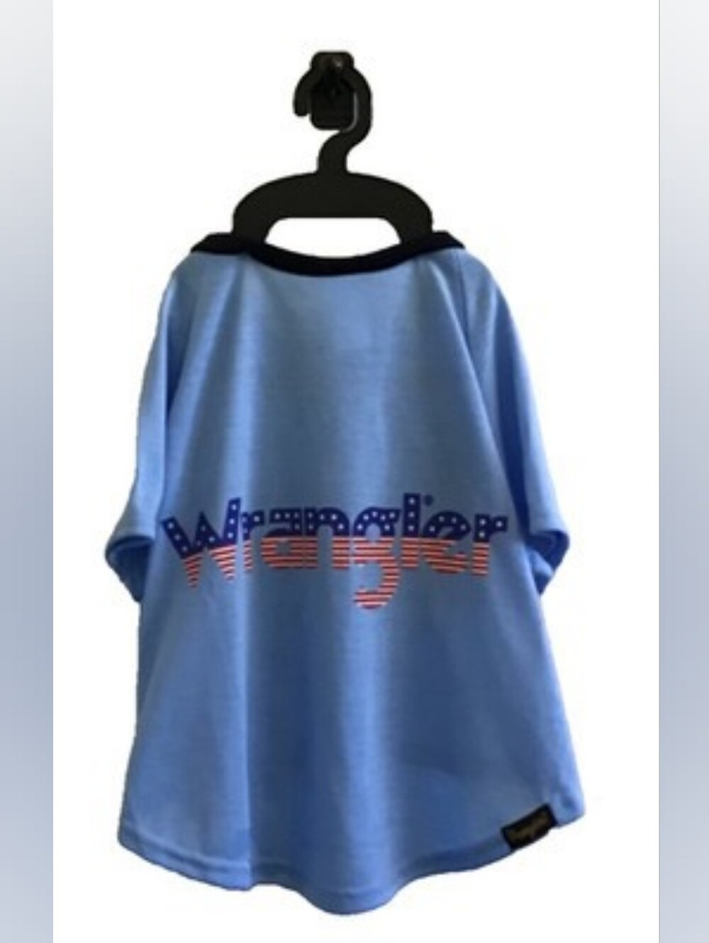 Wrangler dog T- shirt in a light blue color patriotic American Flag Medium Cute